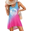 image:imageCHICGAL Swimsuit Coverup for Women Summer Sleeveless Beach Dress Tank Bikini Bathing Suit Cover Up 2026Pink Blue Tree