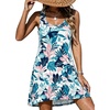 image:imageCHICGAL Swimsuit Coverup for Women Summer Sleeveless Beach Dress Tank Bikini Bathing Suit Cover Up 2026Blue Pink Leaves