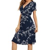 image:imageWEACZZY Womens Summer Short Sleeve Casual Dresses VNeck Floral Party Dress with Pockets02 White Flower Navy