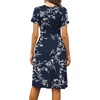 image:imageWEACZZY Womens Summer Short Sleeve Casual Dresses VNeck Floral Party Dress with Pockets02 White Flower Navy