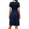 image:imageWEACZZY Womens Summer Short Sleeve Casual Dresses VNeck Floral Party Dress with PocketsA Navy Blue