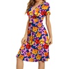image:imageWEACZZY Womens Summer Short Sleeve Casual Dresses VNeck Floral Party Dress with PocketsColorful Purple Navy