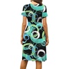 image:imageWEACZZY Womens Summer Short Sleeve Casual Dresses VNeck Floral Party Dress with PocketsGeometric