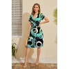 image:imageWEACZZY Womens Summer Short Sleeve Casual Dresses VNeck Floral Party Dress with PocketsGeometric
