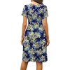 image:imageWEACZZY Womens Summer Short Sleeve Casual Dresses VNeck Floral Party Dress with PocketsGreen Leaf Navy