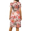 image:imageWEACZZY Womens Summer Short Sleeve Casual Dresses VNeck Floral Party Dress with PocketsPink Lily Beige