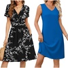 image:imageWEACZZY 2 Pack Women V Neck Summer Dresses Short Sleeve Dress and Sleeveless Split Sundress Casual Outfits for Travel Office Wedding XL