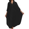 image:imageCHICGAL Womens Kaftan Dresses Long Caftans Plus Size Batwing Sleeve Swimsuit Coverup V Neck Summer Beach Dress 2026Ablack