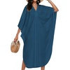 image:imageCHICGAL Womens Kaftan Dresses Long Caftans Plus Size Batwing Sleeve Swimsuit Coverup V Neck Summer Beach Dress 2026Apeacock Blue