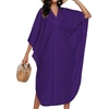 image:imageCHICGAL Womens Kaftan Dresses Long Caftans Plus Size Batwing Sleeve Swimsuit Coverup V Neck Summer Beach Dress 2026Apurple