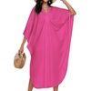 image:imageCHICGAL Womens Kaftan Dresses Long Caftans Plus Size Batwing Sleeve Swimsuit Coverup V Neck Summer Beach Dress 2026Arose Pink