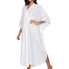 image:imageCHICGAL Womens Kaftan Dresses Long Caftans Plus Size Batwing Sleeve Swimsuit Coverup V Neck Summer Beach Dress 2026Awhite