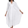 image:imageCHICGAL Womens Kaftan Dresses Long Caftans Plus Size Batwing Sleeve Swimsuit Coverup V Neck Summer Beach Dress 2026Awhite