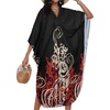 image:imageCHICGAL Womens Kaftan Dresses Long Caftans Plus Size Batwing Sleeve Swimsuit Coverup V Neck Summer Beach Dress 2026Black Red