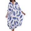 image:imageCHICGAL Womens Kaftan Dresses Long Caftans Plus Size Batwing Sleeve Swimsuit Coverup V Neck Summer Beach Dress 2026Blue Feather Leaves