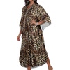 image:imageCHICGAL Womens Kaftan Dresses Long Caftans Plus Size Batwing Sleeve Swimsuit Coverup V Neck Summer Beach Dress 2026Brown Leopard Spots