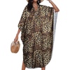 image:imageCHICGAL Womens Kaftan Dresses Long Caftans Plus Size Batwing Sleeve Swimsuit Coverup V Neck Summer Beach Dress 2026Brown Leopard Spots