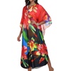 image:imageCHICGAL Womens Kaftan Dresses Long Caftans Plus Size Batwing Sleeve Swimsuit Coverup V Neck Summer Beach Dress 2026Colorful Flowers