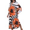 image:imageCHICGAL Womens Kaftan Dresses Long Caftans Plus Size Batwing Sleeve Swimsuit Coverup V Neck Summer Beach Dress 2026Orange Flowers