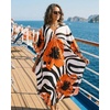 image:imageCHICGAL Womens Kaftan Dresses Long Caftans Plus Size Batwing Sleeve Swimsuit Coverup V Neck Summer Beach Dress 2026Orange Flowers