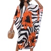 image:imageCHICGAL Womens Kaftan Dresses Long Caftans Plus Size Batwing Sleeve Swimsuit Coverup V Neck Summer Beach Dress 2026Orange Flowers