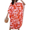 image:imageCHICGAL Womens Kaftan Dresses Long Caftans Plus Size Batwing Sleeve Swimsuit Coverup V Neck Summer Beach Dress 2026Red Flowers