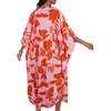 image:imageCHICGAL Womens Kaftan Dresses Long Caftans Plus Size Batwing Sleeve Swimsuit Coverup V Neck Summer Beach Dress 2026Red Flowers