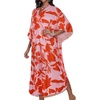 image:imageCHICGAL Womens Kaftan Dresses Long Caftans Plus Size Batwing Sleeve Swimsuit Coverup V Neck Summer Beach Dress 2026Red Flowers