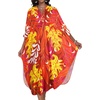image:imageCHICGAL Womens Kaftan Dresses Long Caftans Plus Size Batwing Sleeve Swimsuit Coverup V Neck Summer Beach Dress 2026Tropical Leaves