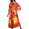 image:imageCHICGAL Womens Kaftan Dresses Long Caftans Plus Size Batwing Sleeve Swimsuit Coverup V Neck Summer Beach Dress 2026Tropical Leaves
