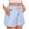 image:imageWomen Boxer Shorts Comfy Gingham Drawstring Pajama Bottom Plaid Casual Pants with PocketBlue Stripe