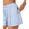 image:imageWomen Boxer Shorts Comfy Gingham Drawstring Pajama Bottom Plaid Casual Pants with PocketBlue Stripe