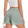 image:imageWomen Boxer Shorts Comfy Gingham Drawstring Pajama Bottom Plaid Casual Pants with PocketLight Green