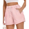 image:imageWomen Boxer Shorts Comfy Gingham Drawstring Pajama Bottom Plaid Casual Pants with PocketRed Stripe