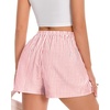 image:imageWomen Boxer Shorts Comfy Gingham Drawstring Pajama Bottom Plaid Casual Pants with PocketRed Stripe