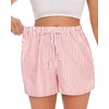 image:imageWomen Boxer Shorts Comfy Gingham Drawstring Pajama Bottom Plaid Casual Pants with PocketRed Stripe