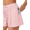 image:imageWomen Boxer Shorts Comfy Gingham Drawstring Pajama Bottom Plaid Casual Pants with PocketRed Stripe