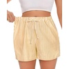 image:imageWomen Boxer Shorts Comfy Gingham Drawstring Pajama Bottom Plaid Casual Pants with PocketYellow Stripe