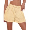 image:imageWomen Boxer Shorts Comfy Gingham Drawstring Pajama Bottom Plaid Casual Pants with PocketYellow Stripe