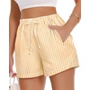 image:imageWomen Boxer Shorts Comfy Gingham Drawstring Pajama Bottom Plaid Casual Pants with PocketYellow Stripe