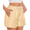 image:imageWomen Boxer Shorts Comfy Gingham Drawstring Pajama Bottom Plaid Casual Pants with PocketYellow Stripe