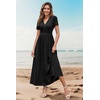 image:imageWEACZZY 2026 Summer Long Dresses for Women Wrap Empire Pleated Waist V Neck Short Sleeve Elegant Maxi Dress with Pockets01 Black