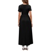 image:imageWEACZZY 2026 Summer Long Dresses for Women Wrap Empire Pleated Waist V Neck Short Sleeve Elegant Maxi Dress with Pockets01 Black