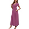 image:imageWEACZZY 2026 Summer Long Dresses for Women Wrap Empire Pleated Waist V Neck Short Sleeve Elegant Maxi Dress with Pockets01 Mauve