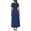 image:imageWEACZZY 2026 Summer Long Dresses for Women Wrap Empire Pleated Waist V Neck Short Sleeve Elegant Maxi Dress with Pockets01 Navy Blue