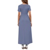 image:imageWEACZZY 2026 Summer Long Dresses for Women Wrap Empire Pleated Waist V Neck Short Sleeve Elegant Maxi Dress with Pockets01 Purple Gray