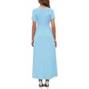 image:imageWEACZZY 2026 Summer Long Dresses for Women Wrap Empire Pleated Waist V Neck Short Sleeve Elegant Maxi Dress with Pockets01 Sky Blue