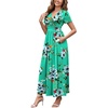 image:imageWEACZZY 2026 Summer Long Dresses for Women Wrap Empire Pleated Waist V Neck Short Sleeve Elegant Maxi Dress with PocketsMint Green