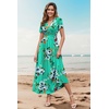 image:imageWEACZZY 2026 Summer Long Dresses for Women Wrap Empire Pleated Waist V Neck Short Sleeve Elegant Maxi Dress with PocketsMint Green