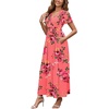 image:imageWEACZZY 2026 Summer Long Dresses for Women Wrap Empire Pleated Waist V Neck Short Sleeve Elegant Maxi Dress with PocketsSugar Pink